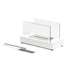 Stołowy kominek na bioetanol ze szkła hartowanego i metalu - srebrny Viadurini