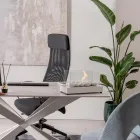 Stołowy kominek na bioetanol ze szkła hartowanego i metalu - srebrny Viadurini