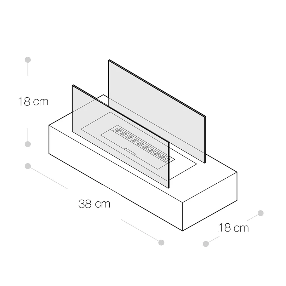 Stołowy kominek na bioetanol ze szkła hartowanego i metalu - srebrny Viadurini