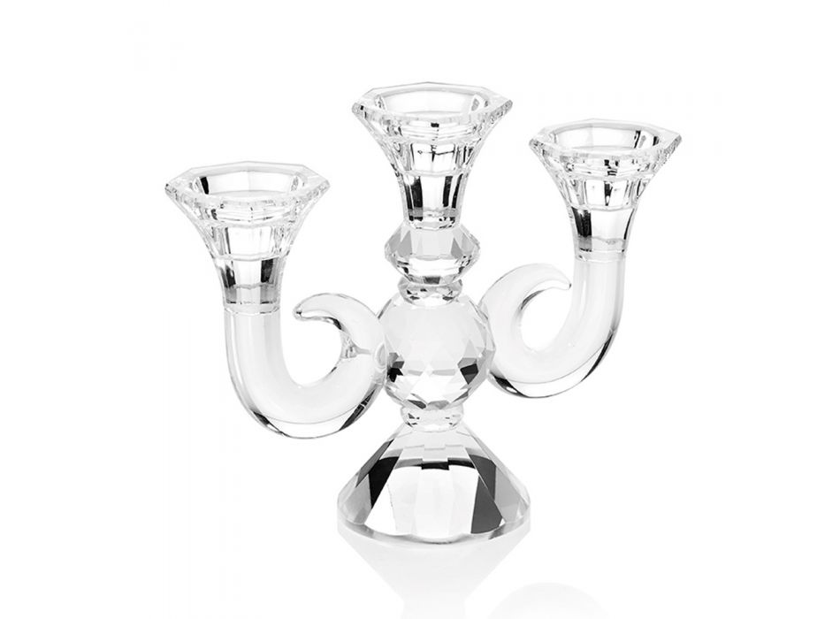 3-płomieniowe kryształowe świeczniki Luksusowy design Made in Italy - Genoveffa Viadurini