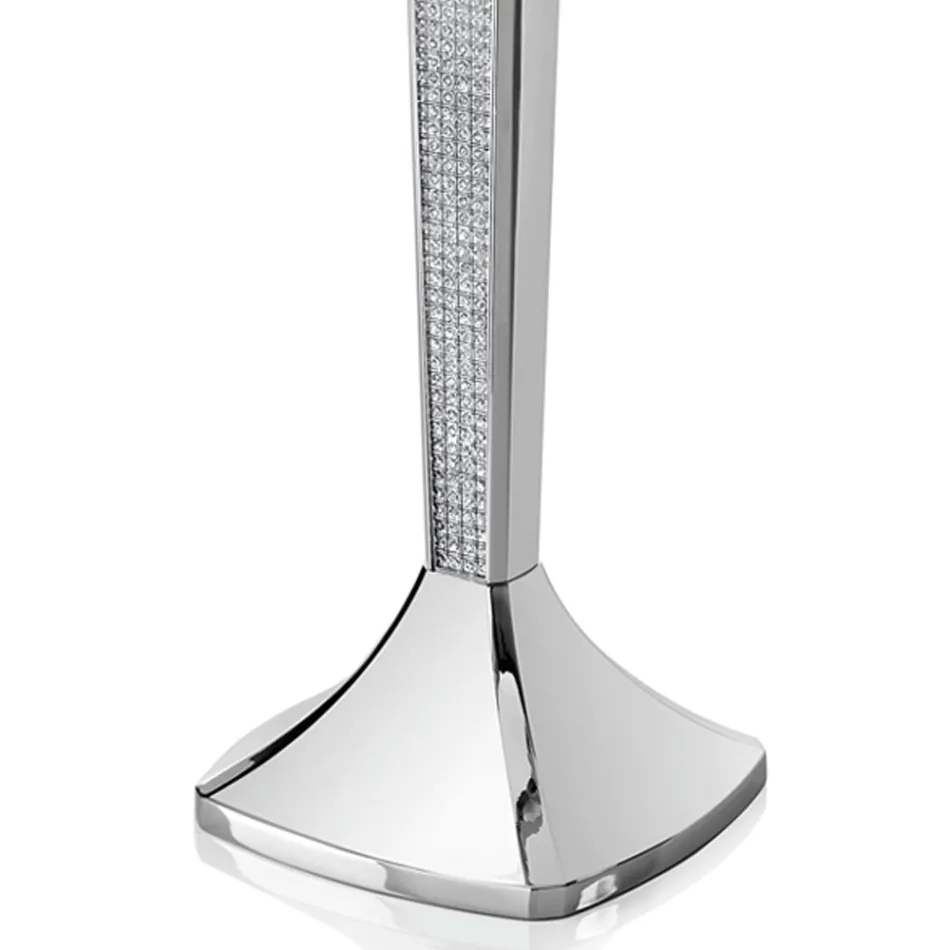 Luksusowe 3-rzędowe świeczniki ze srebrnego metalu z brokatem - Sbrillo Viadurini