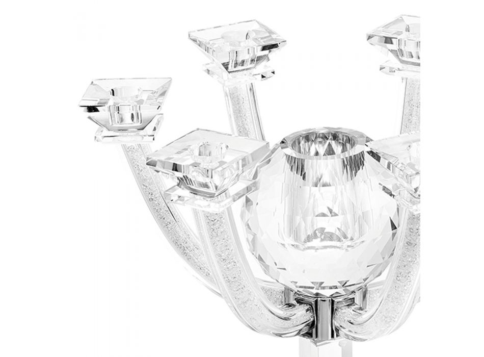 Świeczniki kryształowe z kryształkami 7-płomieniowy wzór Włoski luksus - Maike Viadurini