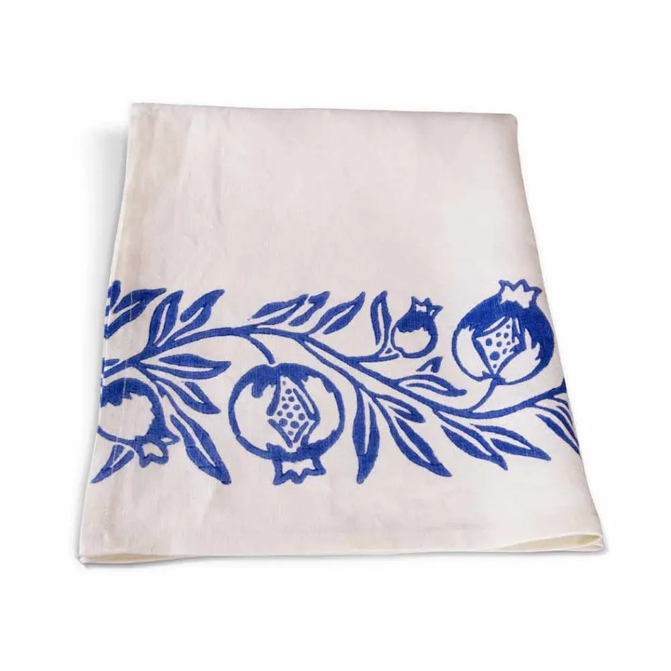 Lniane płótno włoskiego rzemiosła z ręcznie nadrukowanym wzorem - znaki towarowe Viadurini