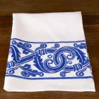 Lniane płótno włoskiego rzemiosła z ręcznie nadrukowanym wzorem - znaki towarowe Viadurini