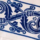 Lniane płótno włoskiego rzemiosła z ręcznie nadrukowanym wzorem - znaki towarowe Viadurini