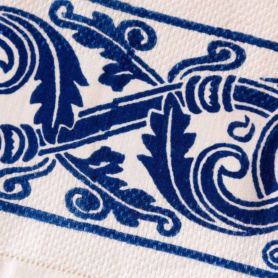 Lniane płótno włoskiego rzemiosła z ręcznie nadrukowanym wzorem - znaki towarowe Viadurini