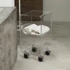 Kolumna na kółkach z przezroczystego kryształu akrylowego 1 lub 3 półki - Minervo Viadurini