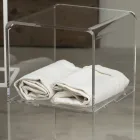 Kolumna na kółkach z przezroczystego kryształu akrylowego 1 lub 3 półki - Minervo Viadurini