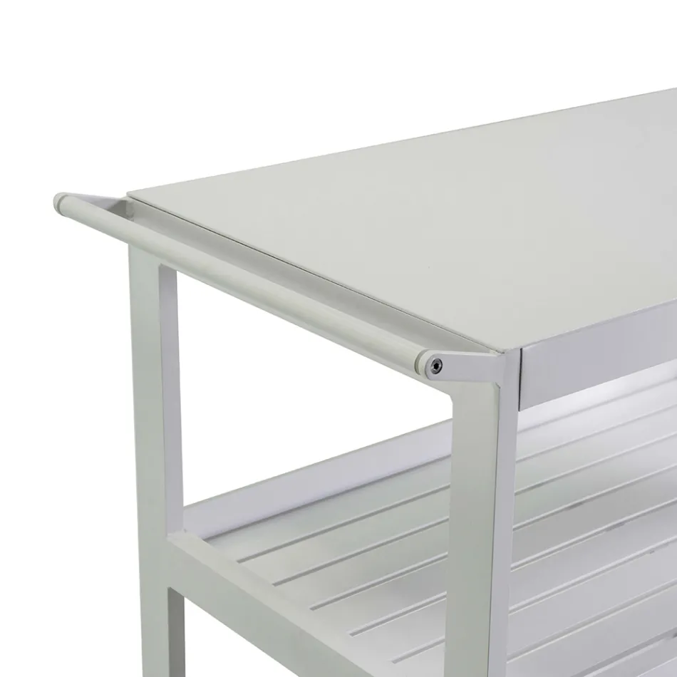 Wózek aluminiowy z różnymi wykończeniami, kółkami i 3 półkami - namiot Viadurini