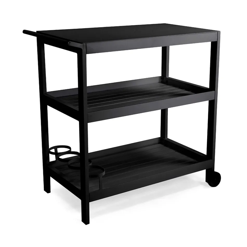 Wózek aluminiowy z różnymi wykończeniami, kółkami i 3 półkami - namiot Viadurini