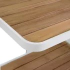 Wózek aluminiowy w różnych wykończeniach z kółkami i blatem z drewna tekowego - namiot Viadurini