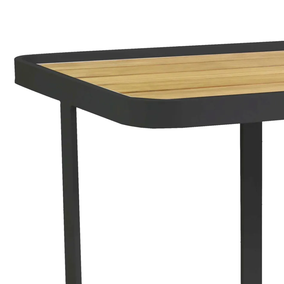 Wózek aluminiowy w różnych wykończeniach z kółkami i blatem z drewna tekowego - namiot Viadurini