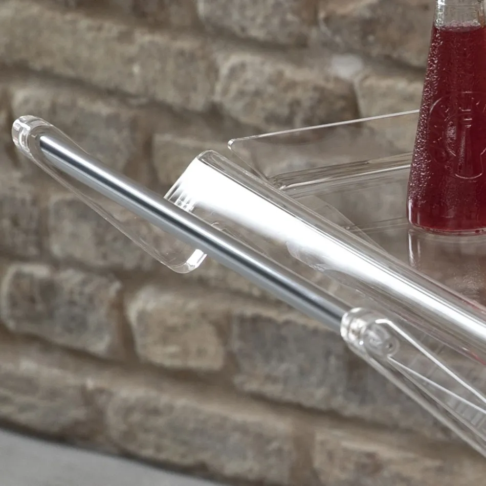 Składany wózek w przezroczystym akrylu kryształowym 2 tace - Arystokles Viadurini