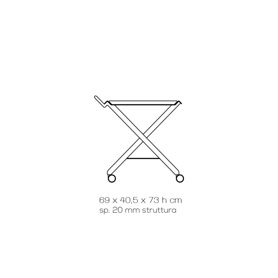 Składany wózek w przezroczystym akrylu kryształowym 2 tace - Arystokles Viadurini