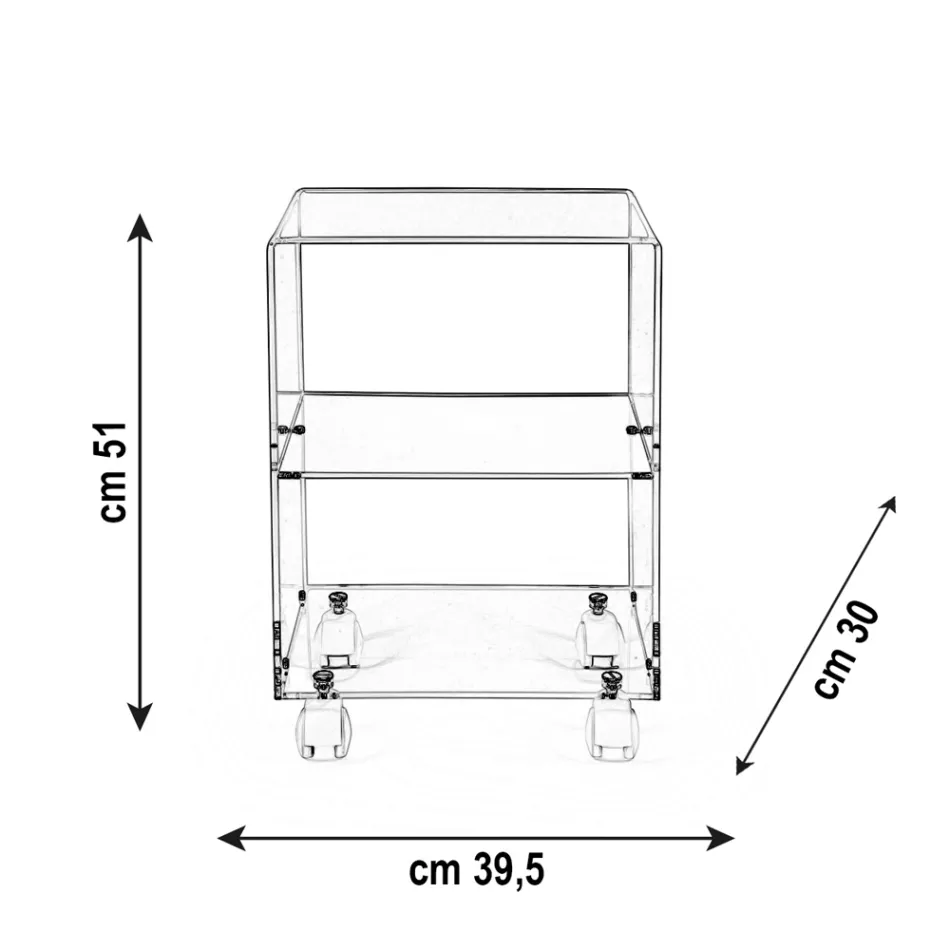 Wózek przedmiotowy z kółkami z pleksiglasu Made in Italy - Rudolf Viadurini