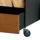 Wózek na drewno z szufladą i kółkami Made in Italy - Alpaca Viadurini