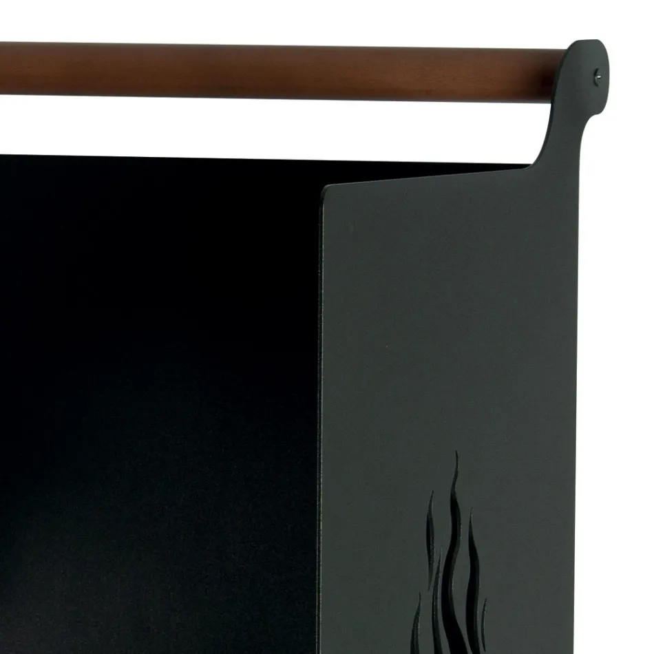 Wózek na drewno z szufladą i kółkami Made in Italy - Alpaca Viadurini