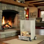 Wózek na drewno z szufladą i kółkami Made in Italy - Alpaca Viadurini