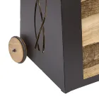 Wózek na drewno do kominka do wnętrz, czarny, malowany, żelazo, wyprodukowany we Włoszech - Chloe Viadurini