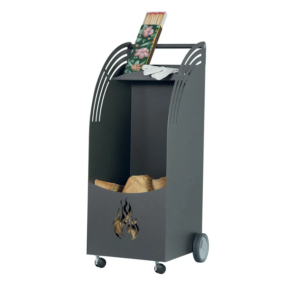 Wózek metalowy, drewniany z półką i 4 kołami Made in Italy - Geco Viadurini