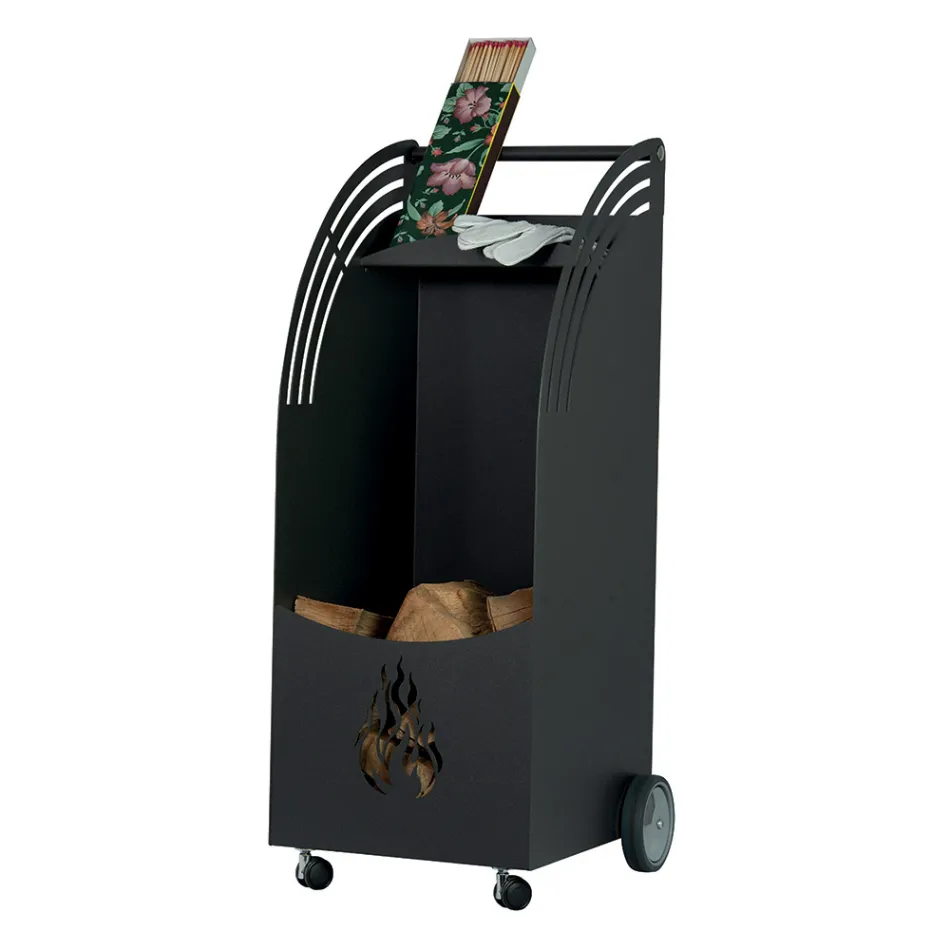 Wózek metalowy, drewniany z półką i 4 kołami Made in Italy - Geco Viadurini