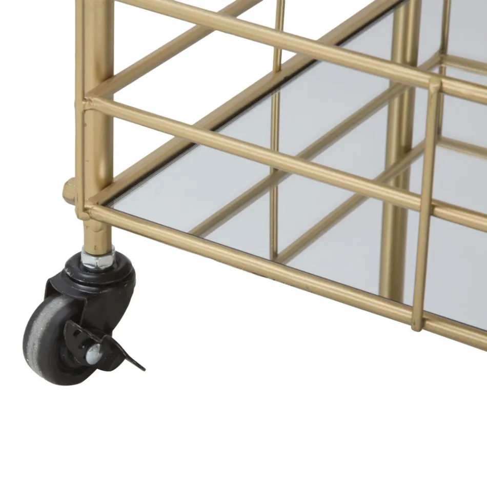 Wózek spożywczy ze złotym wykończeniem o strukturze żelaza - Viviana Viadurini