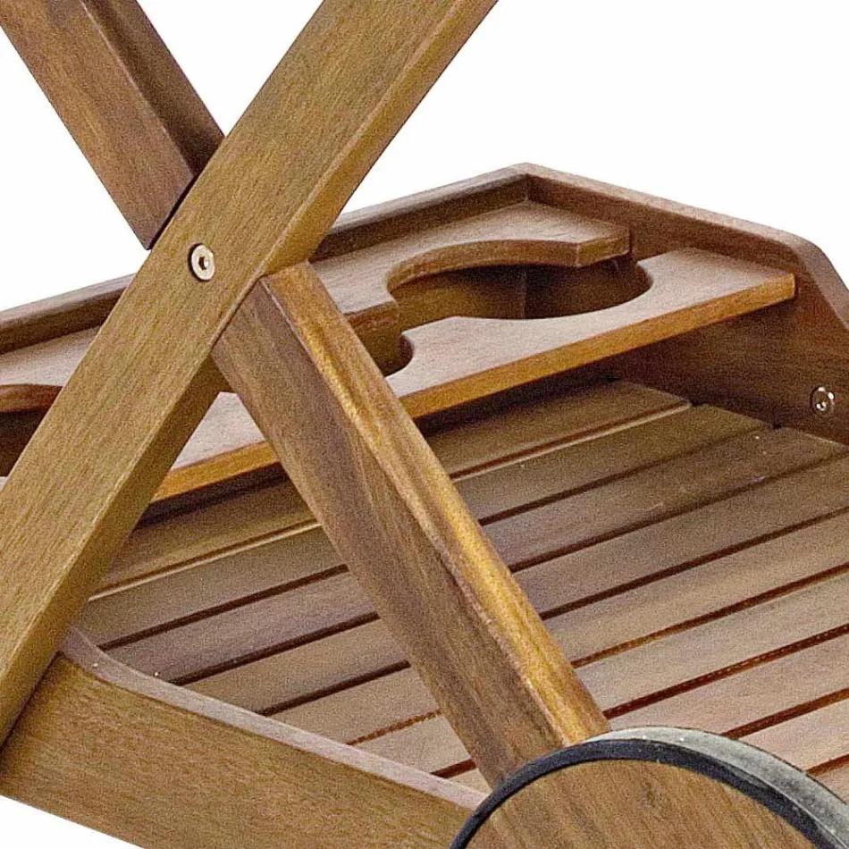 Wózek ogrodowy na żywność z designerskiego drewna akacjowego - Roxen Viadurini