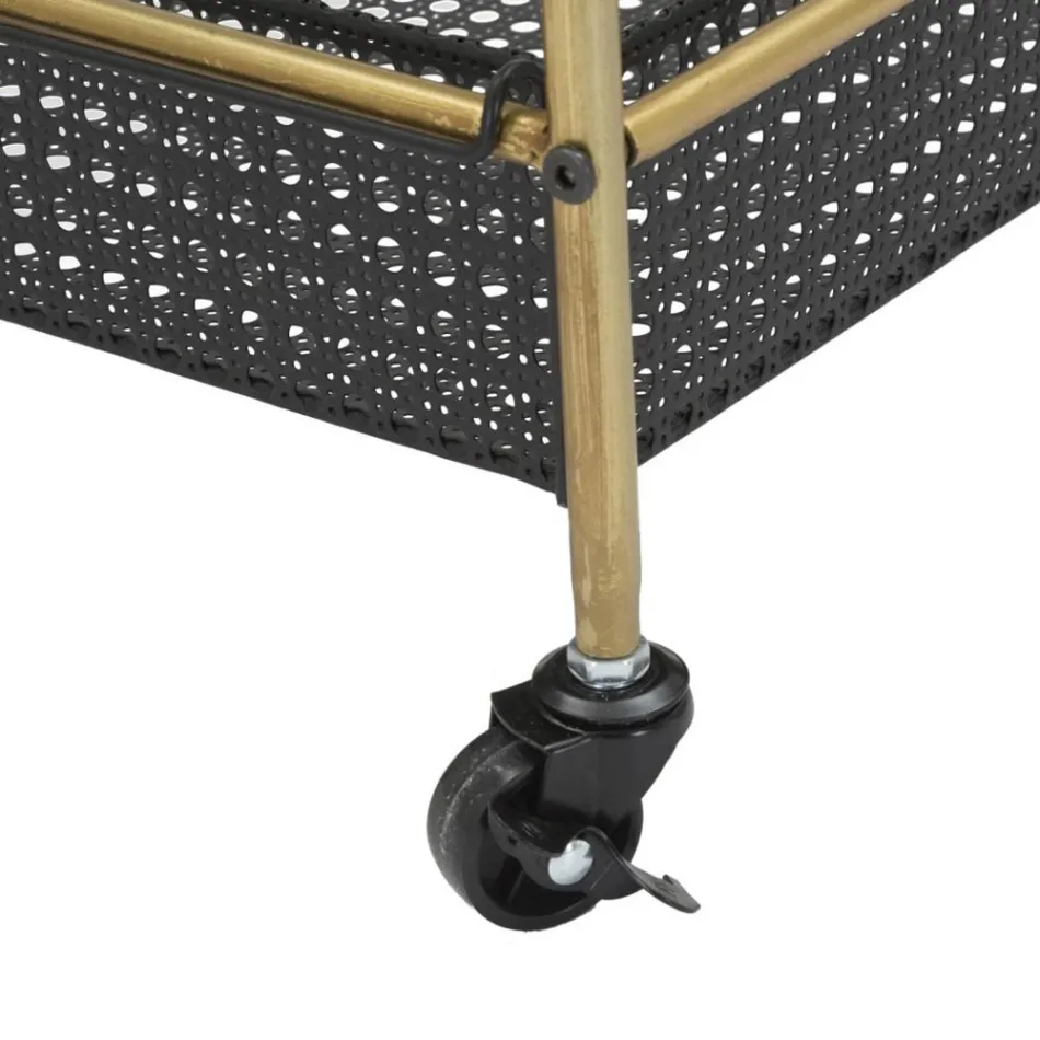 Żelazny wózek na żywność ze strukturą w złotym wykończeniu - elegancki Viadurini