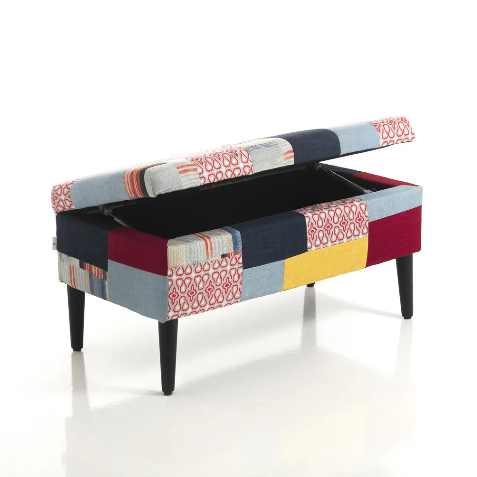 Skrzynia do przechowywania z patchworkowej tkaniny - Bromo Viadurini