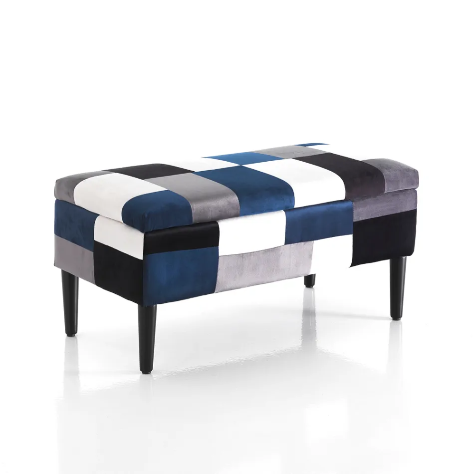 Skrzynia do przechowywania z patchworkowej tkaniny - Bromo Viadurini