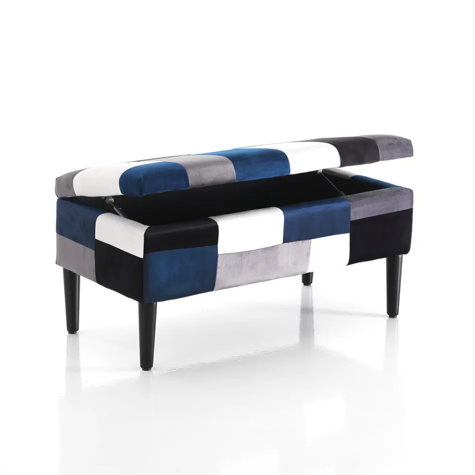 Skrzynia do przechowywania z patchworkowej tkaniny - Bromo Viadurini