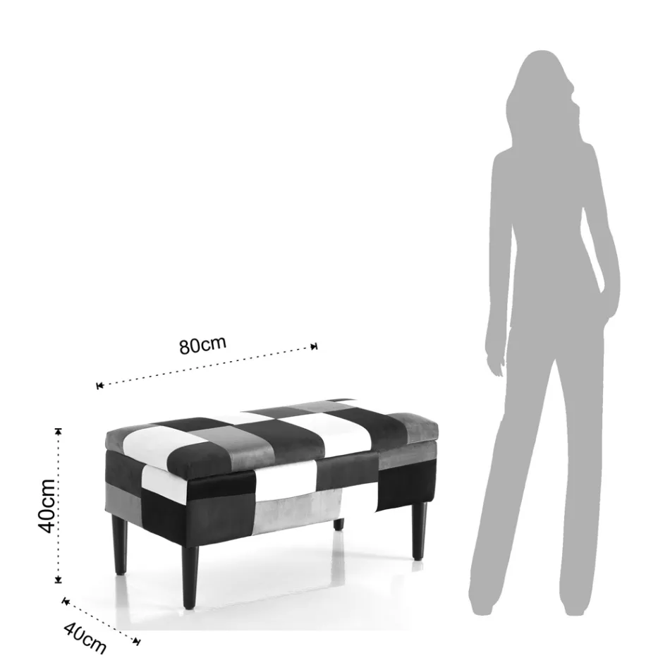 Skrzynia do przechowywania z patchworkowej tkaniny - Bromo Viadurini