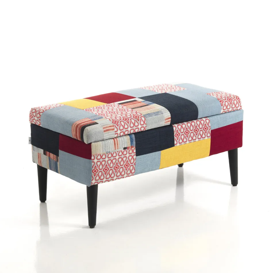 Skrzynia do przechowywania z patchworkowej tkaniny - Bromo Viadurini