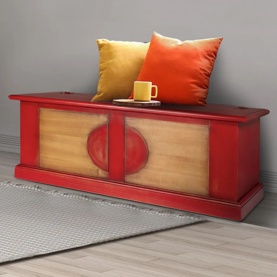 Skrzynia z fornirowanego drewna z różnymi wykończeniami Made in Italy - Krishna Viadurini