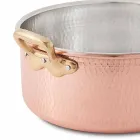 Średni Rondel z Cynowanej Miedzi Okrągła Ręka z 2 Uchwytami 24 cm - Gianfranco Viadurini