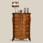 Komoda z 7 szufladami z inkrustowanego drewna orzechowego Made in Italy - Commodus Viadurini