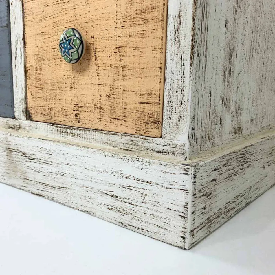 Komoda rzemieślnicza z litego drewna z 9 szufladami Made in Italy - Pierrot Viadurini