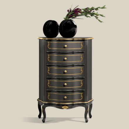 Komoda do sypialni z 5 klasycznymi drewnianymi szufladami Made in Italy - Leonor Viadurini