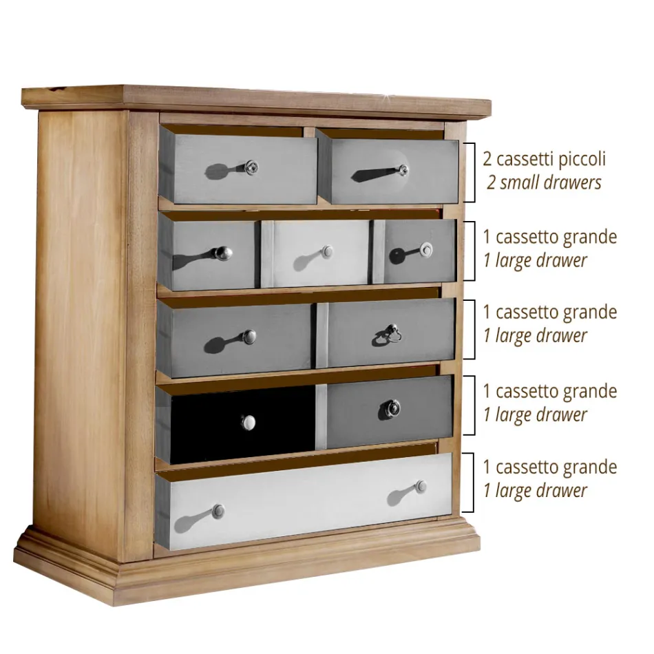 Komoda z szufladami we wszystkich kolorach i różnymi uchwytami Made in Italy - Aditya Viadurini