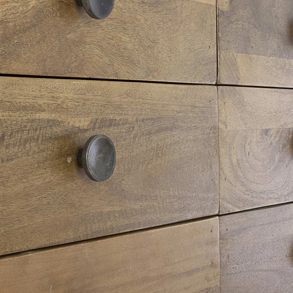 Komoda z drewna mango z 6 szufladami w stylu vintage - Desiderio Viadurini