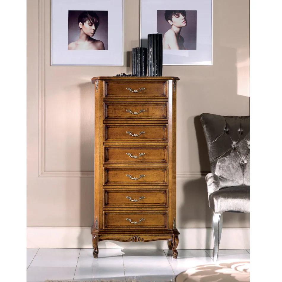 Klasyczna drewniana komoda z 7 lub 5 szufladami Made in Italy - Richard Viadurini