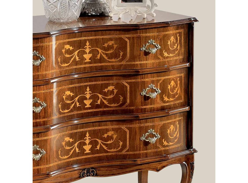 Komoda w stylu klasycznym z drewna z 3 szufladami Made in Italy - Elegant Viadurini