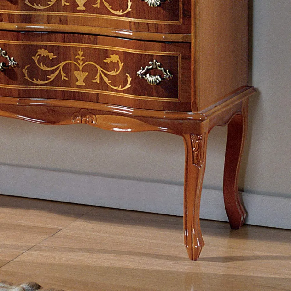 Komoda w stylu klasycznym z drewna z 6 szufladami Made in Italy - Elegant Viadurini