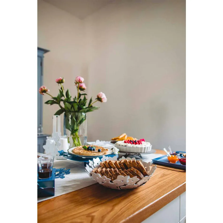 Centralny z kwiatami w błocie, białym lub niebieskim - Marken Viadurini