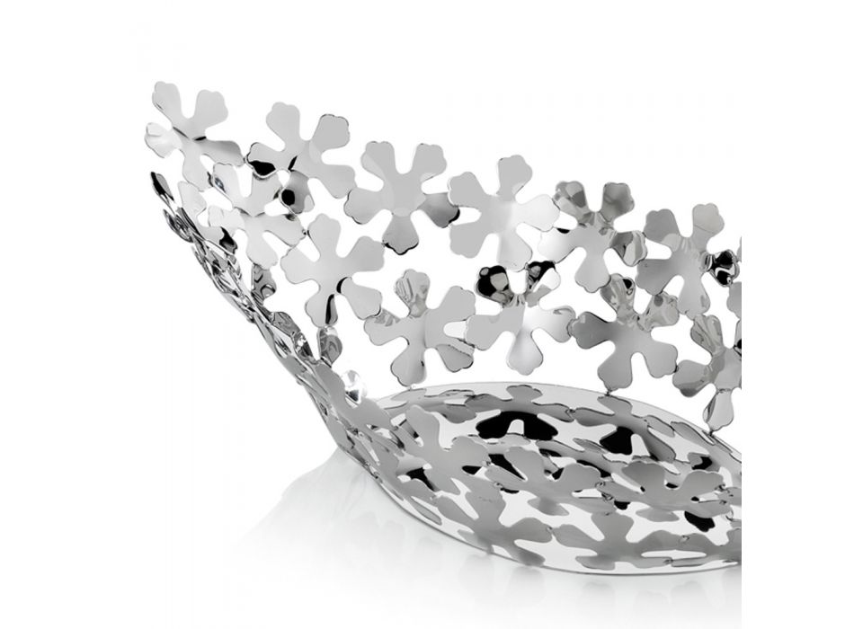 Srebrny metalowy element centralny z luksusowymi dekoracjami kwiatowymi - Megghy Viadurini