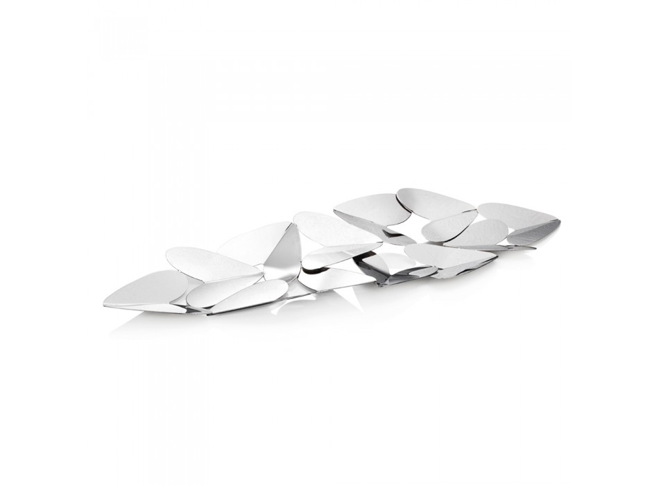 Liniowy centralny element ze srebrnymi metalowymi sercami Włoski design - Arlan Viadurini