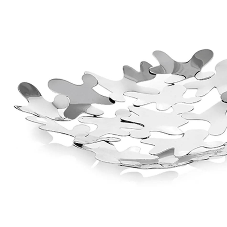 Kwadratowy element centralny Współczesny design zdobiony srebrnym metalem - Cordoba Viadurini