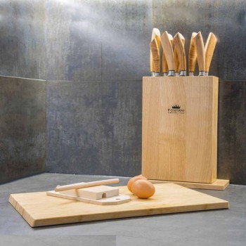 Blok magnetyczny z drewna z 9 nożami kuchennymi Made in Italy - Block