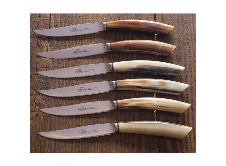 Blok z drewna oliwnego z 6 nożami do steków Made in Italy - Block Viadurini