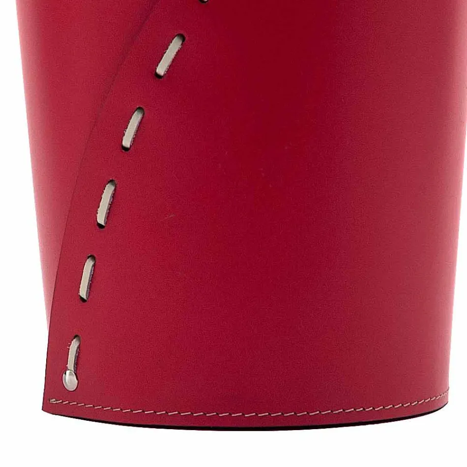 Skórzany kosz na odpady papierowe do biura Servus, ręcznie robiony we Włoszech Viadurini